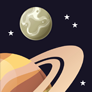Auf dieser Comiczeichnung sieht man nicht nur einen Klumpen, der den Saturnmond Titan darstellen soll – nein, wir müssen bekloppt sein! Da sieht man auch noch den Saturn mit seinen Ringen selbst!